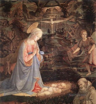  santos - Adoración del Niño con los Santos 1463 Renacimiento Filippo Lippi